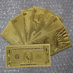 24k Gold Foil 7 Piece USA Money Set