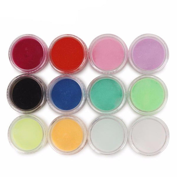 12 Solid Deep Color Nail Art Powder