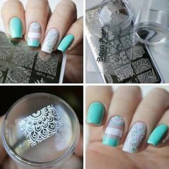 CLEAR JELLY SILICONE NAIL ART STAMPER + 10PCS NAIL PLATES